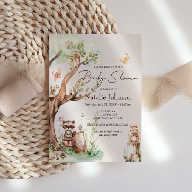 Convite Animais da Floresta Chá de Bebê Boho (Criador carregado)