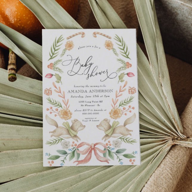 Convite Animais da Floresta Chá de fraldas de Natal (Criador carregado)