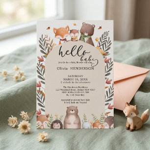 Convite Animais da Floresta Chá Verde Baby Shower