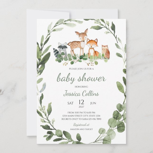 Convite Animais da Floresta Chuva de Amor (Frente)