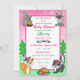 Convite Animais da Floresta Criaturas Baby Shower  