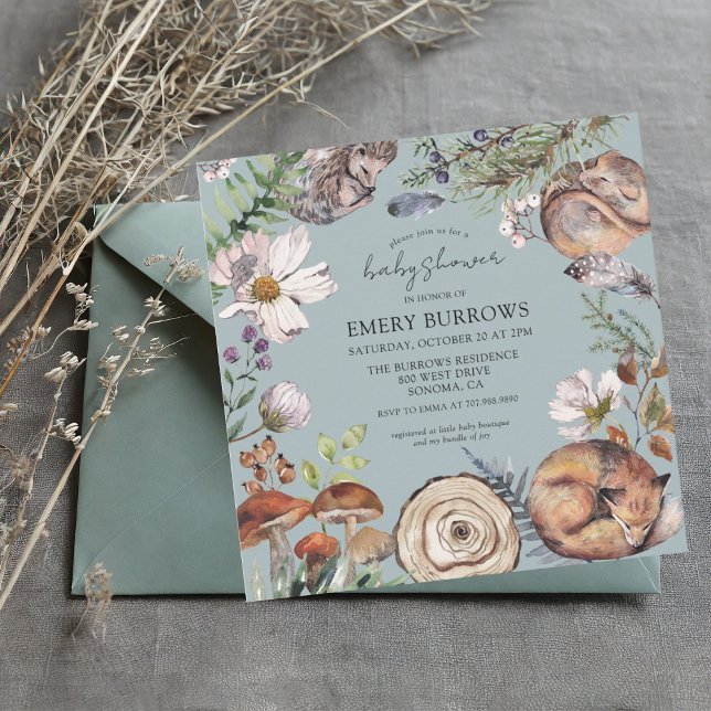 Convite Animais da Floresta da Madeira Poeirão Azul-Chá (Criador carregado)