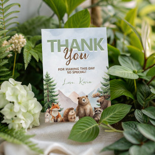 Convite Animais da Floresta de Madeira Aniversário Obrigad