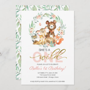 Convite Animais da Floresta Ela é Selvagem Um Primeiro Ani