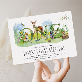 Convite Animais da Floresta em Aquarela Aniversário de 1 A