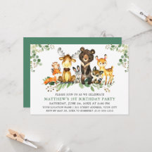 Animais da Floresta em Aquarela para Primeiro Aniv