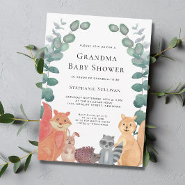 Convite Animais da Floresta Eucalyptus Chá de fraldas Vovó