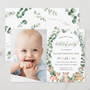 Convite Animais da Floresta Foto de Festa de aniversário 