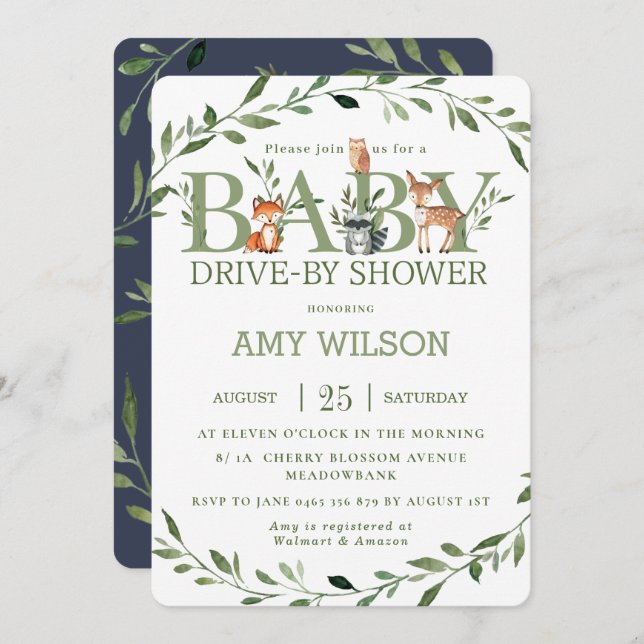 Convite Animais Da Floresta Germinam Conduzidos Por Chá de (Frente/Verso)