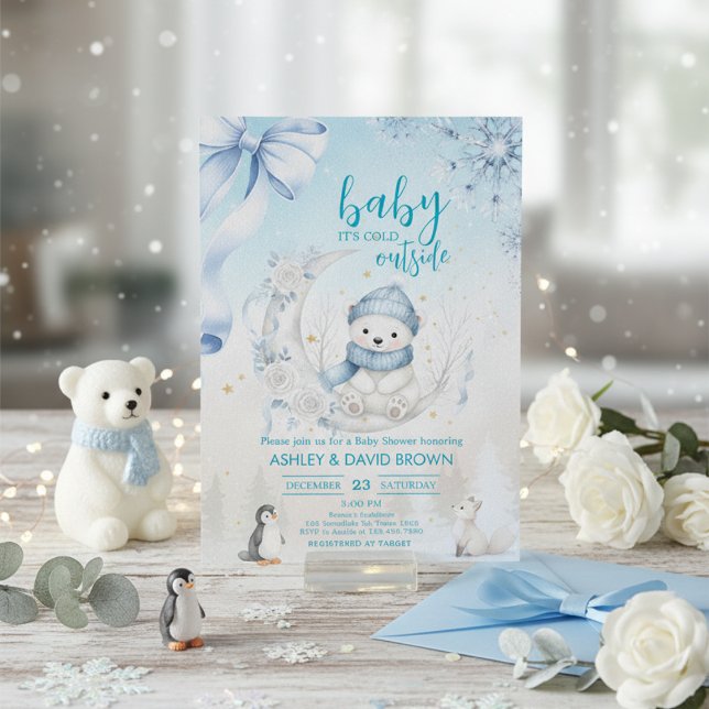 Convite animais da floresta inverno Urso floco de neve chá (Criador carregado)