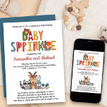 Convite Animais da Floresta Menino Espelho De Bebê Florest<br><div class="desc">Os Animais Da Floresta Chamam O Bebê. BABY SPRINKLE é criado com letras fofinhas e peculiares, em tons sujos de azul, vermelho, verde, ouro amarelo e laranja. O design apresenta animais florestais; um urso, uma raposa, um veado, um guaxinim e um coelho Os detalhes do convite são impressos com tipografia...</div>