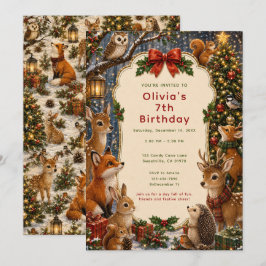Convite Animais da Floresta Natal Aniversário