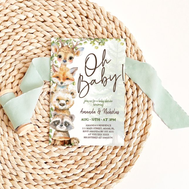 Convite Animais da Floresta Oh Chá de fraldas (Criador carregado)