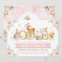 Animais da Floresta Rosa Dourado primeiro aniversa