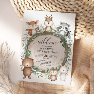 Convite Animais da Floresta Russa Selvagens Um Aniversári