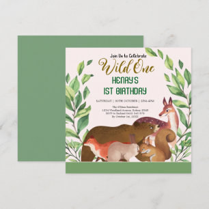 Convite Animais da Floresta Russa Selvagens Um Aniversário