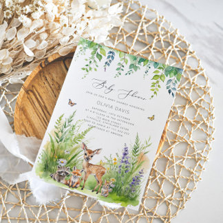 Convite Animais da Floresta Selvagens Um Chá de fraldas