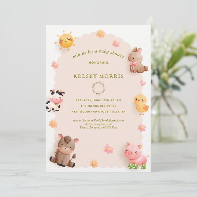 Convite Animais da Floresta Silvestre Chá de Bebê (Em pé/Frente)