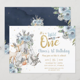 Convite Animais da Floresta Tribal Azul Selvagem Um primei