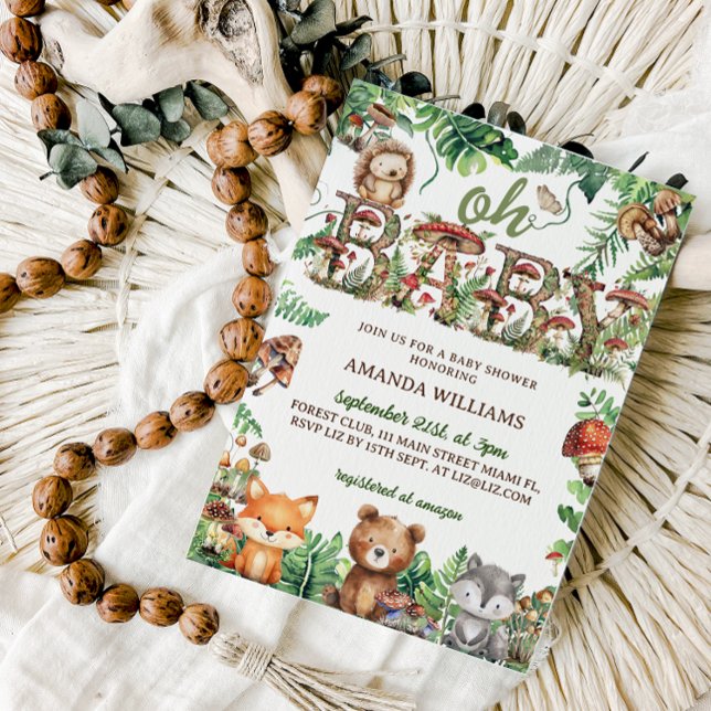 Convite Animais da Floresta Vegetação Cogumelo chuveiro (Criador carregado)