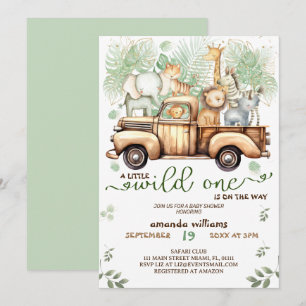 Convite Animais da savana no baby shower do carro