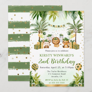 Convite Animais da Selva em Aquarela Aniversário de Crianç