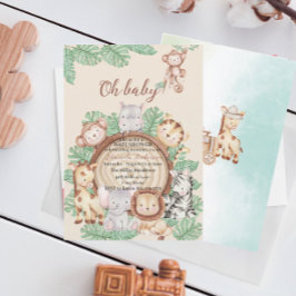 Convite Animais da Selva Moderna Cultivam Safari Watercolo