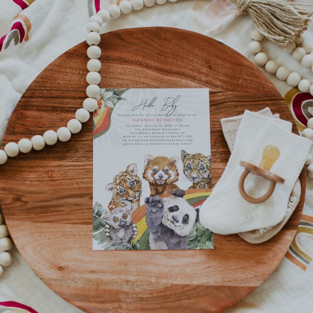 Convite Animais da selva tropical | CHÁ DE FRALDAS (Criador carregado)