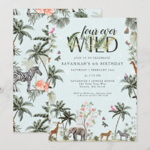 Convite Animais da Selva Tropical Four Ever Wild