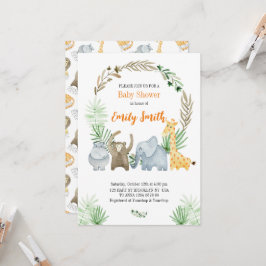 Convite Animais da Watercolor safari