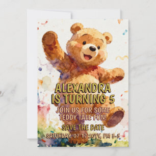 Convite Animais de Aniversário Infantil - Ursinho Teddy Fo