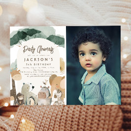 Convite Animais de Aquarela Festa Foto Festa de Aniversári