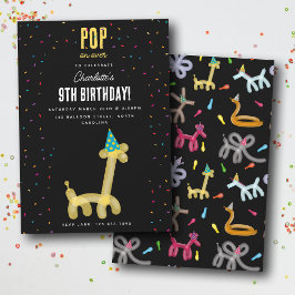 Convite Animais de Balão Girafa Tema de Festa de Aniversár