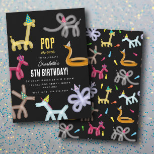 Convite Animais de Balão Tema de Festa Infantil