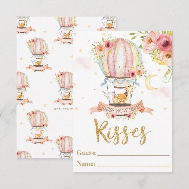 Convite Animais De Balões De Ar Quente Adivinham Quantos B (Frente/Verso)