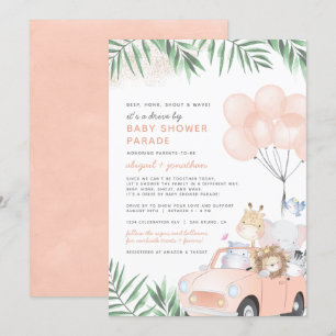 Convite Animais De Carro Rosa Safari Censurados Por Chá d