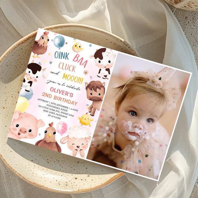 Convite Animais de Criação Balões Barnyard Foto de Anivers (Criador carregado)
