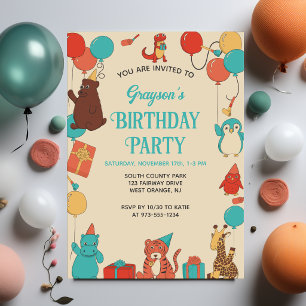 Convite Animais de Desenho Animado Personalizados para Fes