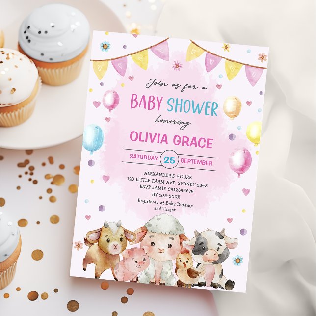 Convite Animais de Exploração Balões Chá de fraldas de Bar (Criador carregado)