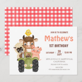 Convite Animais de exploração Barnyard Birthday