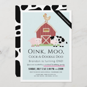 Convite Animais de Exploração primeiro aniversario Virtual