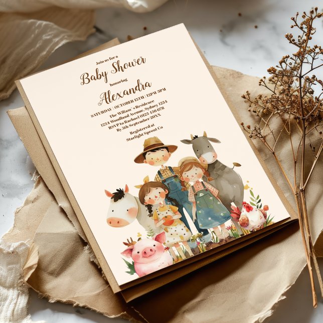 Convite Animais de exploração Sexo Chá de fraldas neutro (Criador carregado)