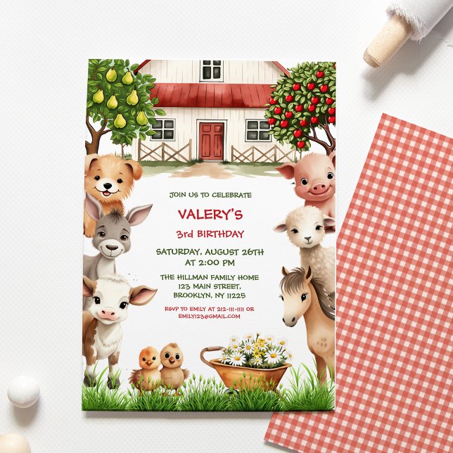 Convite Animais de fazenda de aniversário de criança para  (Criador carregado)