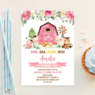 Convite Animais de Fazenda do Curral Segundo Aniversário