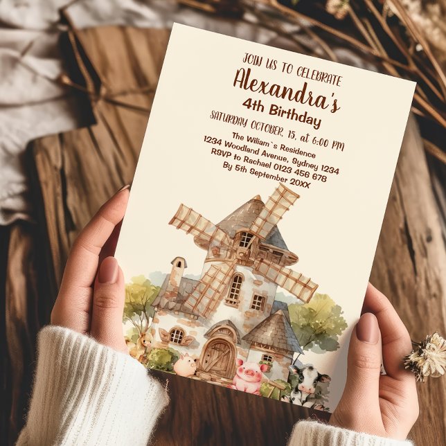 Convite Animais de Fazenda Menino de Aquarela Cólvora Aniv (Criador carregado)