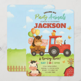 Convite Animais de Fazenda Rancho Aniversário Infantil