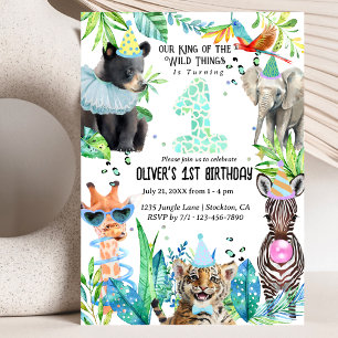 Convite animais de festa Birthday Safari tropical