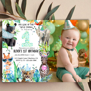 Convite animais de festa Birthday Safari tropical