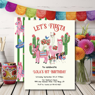 Convite Animais de Festa de Aniversário Mexicana
