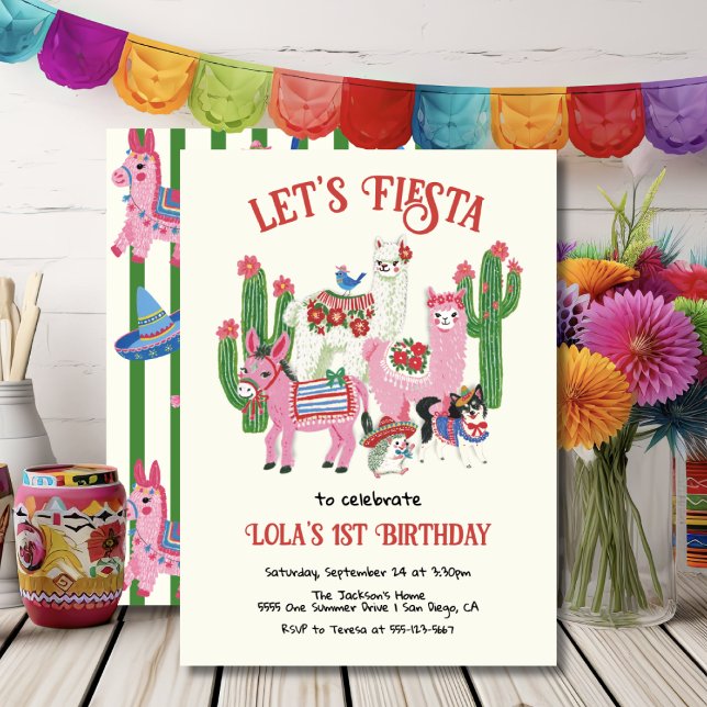 Convite Animais de Festa de Aniversário Mexicana (Criador carregado)